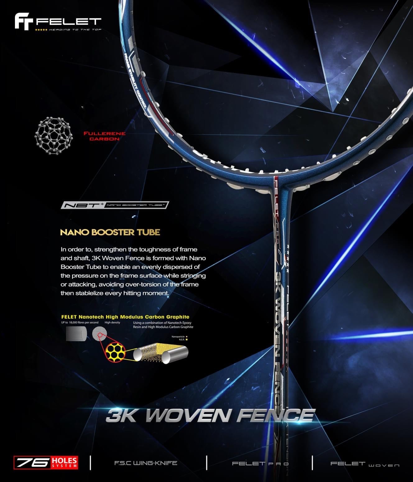 FELET 3k Woven Fence Badminton Racket